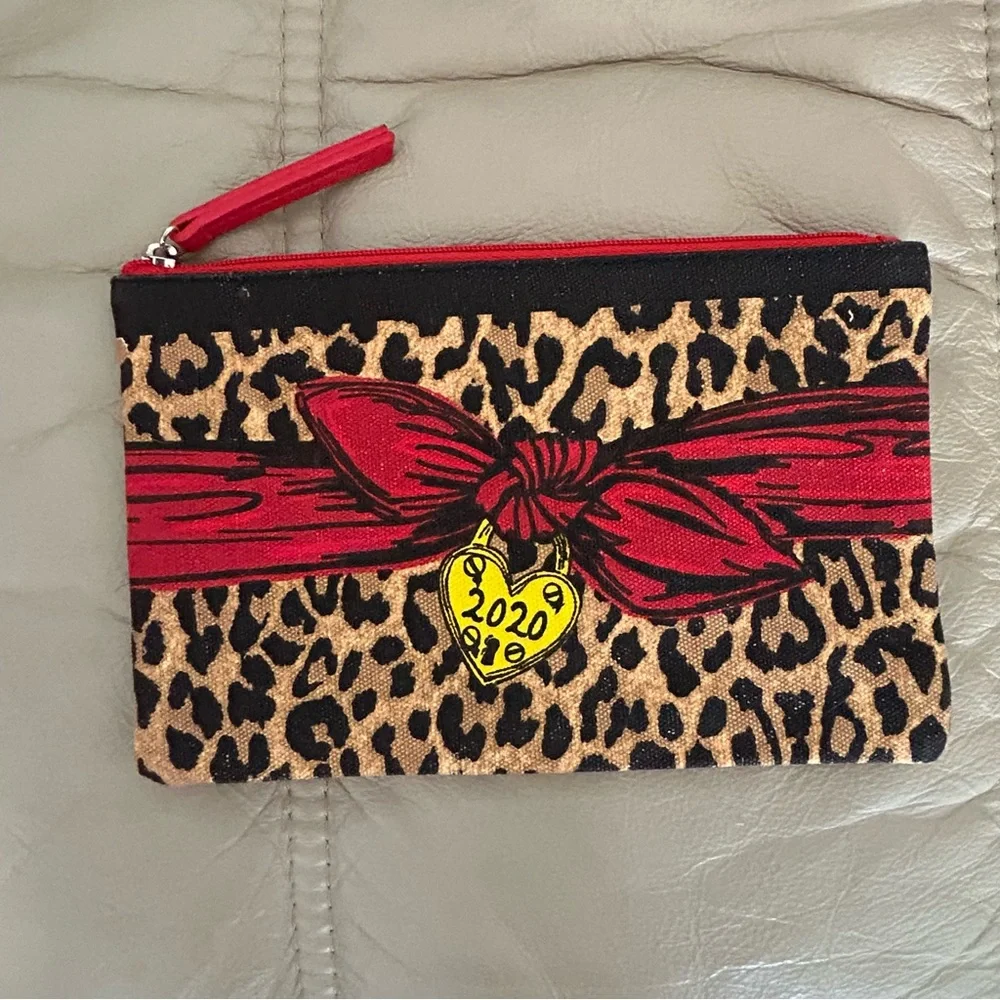 Brighton‎ heart leopard canvas zippered cosmetic pouch bag